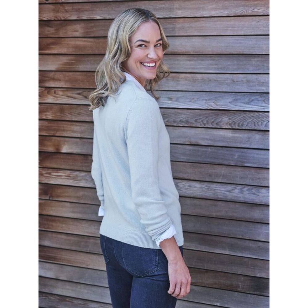 WoolOvers Womens/Ladies Classic Lambswool Crew Neck Sweater / Frost Blue